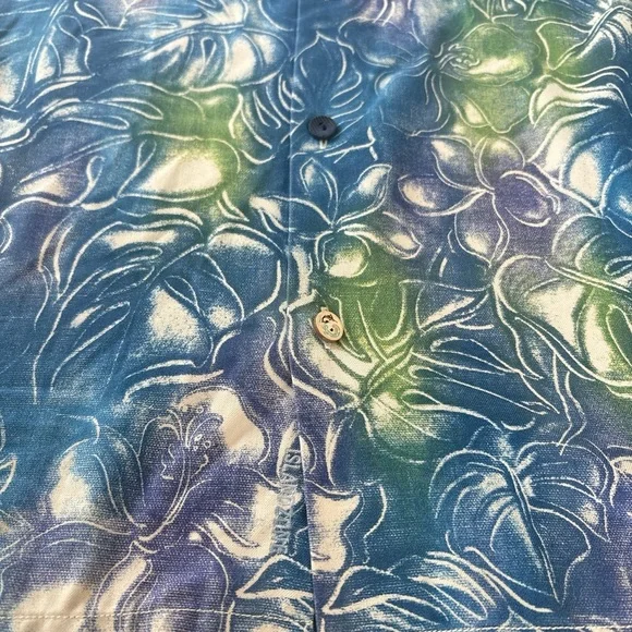 Tommy Bahama Mens Short Sleeve Silk Shirt Floral Hazy Hibiscus Blue Green $150 L - Picture 5 of 5